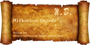 Mifkovics Dezső névjegykártya